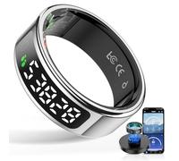 HPLSZCN Smart Rings for Men Women - Fitness Tracker Health Ring with LED Display Screen, 24/7 Health & Sleep Tracker, 5ATM Waterproof, Compatible with Android & IOS (Silver, 12)