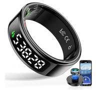 HPLSZCN Smart Rings for Men Women - Fitness Tracker Health Ring with LED Display Screen, 24/7 Health & Sleep Tracker, 5ATM Waterproof, Compatible with Android & IOS (Black, 12)