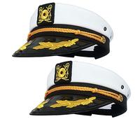 HPMAISON 2 Pieces White Navy Sailor Hat Bachelor Party Adjustable Yacht Captain Hat Sailor Suit Embroidered Accessories Clothing Party Adult Halloween Brotherhood Decoration Present Yacht Hat