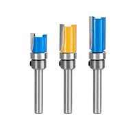 HPMAISON 3PCS 1/4 Inch Shank Flush Trim Pattern Template Router Bit Set Wood Top Bearing Milling Cutting Tool 13mm 20mm 25mm