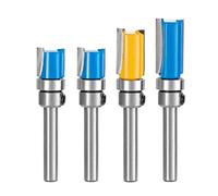 HPMAISON 4PCS 1/4 Inch Shank Flush Trim Pattern Template Router Bit Set Wood Top Bearing Milling Cutting Tool 13 13 20 25mm