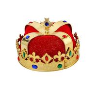 HPMAISON King Crown Hat Headwear Halloween Carnival Headdress Fancy Dress Cosplay Costume Accessories Queen Tiara Royal Prince Red with Rhinestone