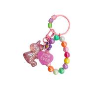 HPMAISON Pink Unicorn Keychian Backpack Charms With Bracelets Keyring for Girls Christmas Birthday Gift School Bag Decorations Kawaii Keychains for Kids