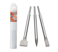HPMAISON SDS-Plus Chisel Set, 3 PCS SDS-Plus Tool Holder, Hex Shank Spade, Flat & Point Chisels for Masonry, Granite, Universally with Storage Box