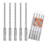 HPMAISON SDS Plus Rotary Hammer Drill Bit Set 5.5mm x 160mm, 5PCS Cross Drill Bits Hammer Impact Drill Bit 4-Cutter Carbide Tips for Drilling Stone, Concrete, Brick Wall, Cement, Masonry