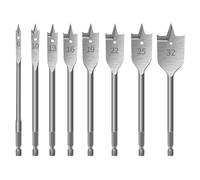 HPMAISON Spade Drill Bits Set, 8PCS High Carbon Steel Heavy Duty Flat Wood Drill Bit Set Ø 6-32mm, 1/4 inch Hex Shank Spade Bits Woodworking Drilling Flat Bits Blades Kit for Plywood Plastics Chipboar