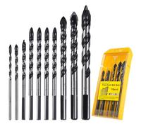HPMAISON Tile Drill Bit, 10PCS Professional Tungsten Carbide Drill Bit for Ceramic Tile, Porcelain, Brick, Granite Marble, Glass, Cement, Plastic, Wood 3/4/5/6/6/6/6/8/10/12mm
