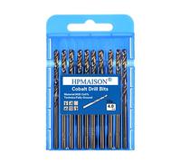 HPMAISON True 5% Cobalt Jobber Drill Bit Set, 10Pcs 4mm M35 High Speed Steel Twist Drill Bits, 135° Split Point Extremely Heat Resistant for Stainless Steel, Cast Iron, Hard Metal, Plastic, Wood