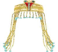 HPMAISON Women's Egyptian Headpiece Egyptian Costume for Women Accessories Beaded Headdress Cleopatra Hat Cleopatra's Headdress Cosplay Jewelry Carnival Party Crown Gold Color