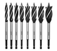 HPMAISON Wood Drill Bit, 8PCS Reaming Drill Wood Auger Drill Bit Set 10mm,12mm,14mm,16mm,18mm,20mm,22mm,25mm, High Carbon Steel Fast Cut Woodworking Drill Bit Set for Soft & Hard Wood, Plastic