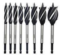 HPMAISON Wood Drill Bit Set, 8PCS Reaming Drill Auger Bit, 10mm,12mm,14mm,16mm,20mm,22mm,25mm,32mm, High Carbon Steel Fast Cut Woodworking Drill Bit for Soft & Hard Wood, Plastic