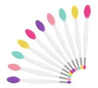 Hpmjz 10 PCS Dual-ended Lip Scrubber Lip Scrub Brush Exfoliator Silicone Exfoliating Brush Soft Mask Applicator 2-in-1 Silicone Lips Scrub Tool for Dark Lips Men Women