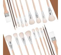 Hpmjz 10 Pcs Pottery Glaze Brushes Glazing Goat Hair Blending Brush Soft Bristle Ceramic Brushes Set Blending Mop Underglaze Brush Acrylic Watercolor Art Paintbrush for Oil Pottery Painting Artists