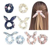 Hpmjz 10Pcs Chiffon Hair Bunny Ear Scrunchies Bow Hair Scrunchies Elegant Hair Elastics, Ponytail Holders & Soft Hair Bands Silk Bowknot Bobbles Colorful Elastic Hair Ties Ropes for Women Girls