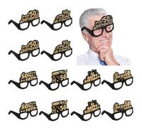 Hpmjz 12 PCS Birthday Glasses Decoration Paper Glasses Black Gold Eyeglasses Funny 50th Birthday Decoration Supplies Vintage Photo Props 50th Party Favors for Fifty Years Old Men Women