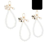 Hpmjz 2 Pcs Phone Charm Pearl Anti Lost Phone Charm Strap Cellphone Lanyard Beaded Bracelet Butterfly Beaded Charms Smartphone Bracelet Wrist Strap for Women Most Smartphone