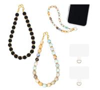 Hpmjz 2 pcs Phone Charm with Beaded Marble Hands-Free Wrist Strap Marble Beaded Cellphone Lanyard Detachable Phone Bracelet Strap Tether Tab Cellphone Lanyards for Women Men Chain Amazonite Obsidian