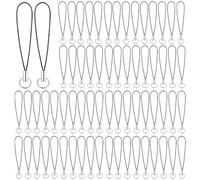 Hpmjz 200Pcs Cell Phone Split Ring Strap Lanyard Phone Ring Strap Detachable Phones Charm Cords DIY Lanyard Decorations for Hanging Charms USB Flash Drive MP3 Drive Keychain - Black