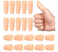 Hpmjz 20Pcs Gel Fingertips Protection Sleeves Silicone Finger Guards Short Thumb Guard Bandages Caps Covers Thumb Support Protector for Hand Cracking Blisters Callus Hangnail