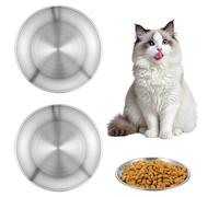 Hpmjz 2Pcs Stainless Steel Cat Food Bowls Wide Whisker Friendly Cat Dishes Set Stainless Steel Cats Bowls Shallow Indoor Feeding Plate for Elevated Stands Indoor Kitten Feeding Wet & Dry Food Dish