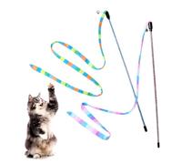 Hpmjz 3Pcs Interactive Cat Wand Toys Colorful Fabric Ribbon Sticks Interactive Cat Teaser Wand String Colorful Ribbon Teaser for Indoor Cats Extended Cats Teasers Pet Toy Strong Pole with Bell