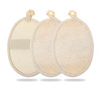 Hpmjz 3Pcs Natural Loofah Sponge Exfoliating Body Scrubber Natural Body Scrubbers for Shower Exfoliator Lufa Bath Scrub Loofa Sponge Pad Large Lufas for Men and Women Beige