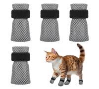 Hpmjz 4 Pcs Cat Mittens to Prevent Scratching Adjustable Cat Claw Protectors Covers Mesh Breathable Cats Shoes Kitten Shoes Socks Booties Anti Scratch Kitten Foot Covers for Pet Bathing Cutting Nails