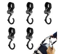 Hpmjz 5Pcs Walker Hook Hanging 360° Rotation Multipurpose Stroller Hooks Diaper Bag Hanger Adjustable Stroller Carabiner Clip for Baby Strollers Wheelchair Hanger Clip for Walker Shopping Cart Bike