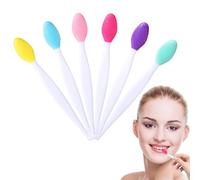 Hpmjz 6 Pcs Lip Brush Tool Gentle Lip Scrub Double-Sided Silicone Mini Exfoliating Gloss Applicators Makeup Cleansing Kits for Smooth Soft Bright Healthy Men Women