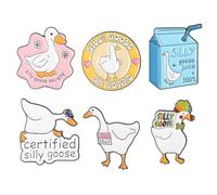 Hpmjz 6Pcs Cute Goose Letter Lapel Pin Funny Words Animal Enamel Pins Set Cute Goose Themed Badge Pins for Backpack Bulk Aesthetic Novelty Lapel Pin for Hats Bags Jackets Decoration Kids Men Women