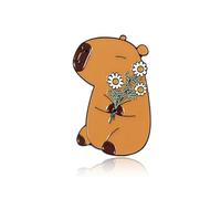 Hpmjz Cute Cartoon Animal Lapel Pin Capybara with Glasses Pins Funny Decoration Badges Alloy Enamel Brooch Aesthetic Backpack Pins for Men Women Bookbags Clothes Jackets Hat Decoration, One Size