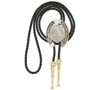 Hpmjz Western Ties for Men Gold Bolo Tie Letter A Western Tribal Design Bola Ties Rodeo Leather Necktie Vintage Cowboy Bolo Necklace Accessories for Men Women