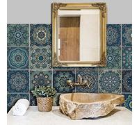 HPNIUB 18Pcs Moroccan Mandala Tile Stickers Kitchen Self Adhesive 15x15cm