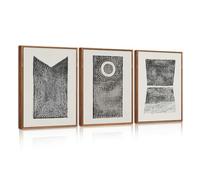 HPNIUB Abstract Dot Pattern Framed Canvas Wall Art Set,Minimalist Black and White Wall Decor,Neutral Geometric Print,Modern Circle Boho Mid Century Artwork for Living Room,Bedroom 30X40CM