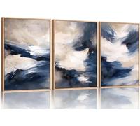 HPNIUB Abstract Mountain Lakes Framed Canvas Wall Art Set, Neutral Nature Landscape Wall Decor, Nordic Scenery Wall Painting, Modern Gallery Art Prints for Living Room, Bedroom (Abstract 6 40x60cm)