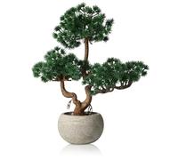 HPNIUB Artificial Five-Needle Pine Potted Plant with Stone Pot Fake Potted Flowers Faux Desk Plant Realistic Decorative Plants Indoor Decor for for Home Bedroom Bathroom Office Desk 25x28x24CM