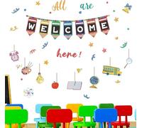 HPNIUB Back to School Wall Decals,Classroom Window Clings,First Day of School Window Stickers,Welcome to Our Classroom Wall Stickers for Students Teachers Nursery Preschool Kid's Room Playroom