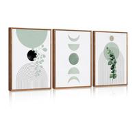 HPNIUB Boho Abstract Framed Canvas Leaves Moon Phase Geometric Art 30×40cm