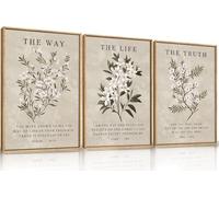 HPNIUB Christian Bible Verse Framed Canvas Wall Art Set,Modern Jesus Religious Wall Decor,Nature Scripture Flower Floral Artwork for Living Room,Bedroom,Prayer Room 30x40cm