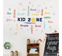 HPNIUB Colorful Inspirational Quote Wall Art 35”x12” Kid Zone Positive Quote Wall Sticker Motivational Words Window Clings Minimalist Affirmations Room Decals for Classroom Kids Room Decor