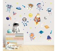 HPNIUB Cute Animal Astronaut Wall Stickers Space Planet Kids Bedroom Decals