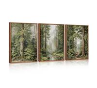 HPNIUB Forest Pine Tree Framed Canvas Green Nature Wilderness Landscape Art 30×40cm