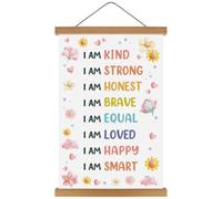 HPNIUB Inspirational Quote Hanging Art Positive Affirmations Wall Decor for Kids Poster Hanger Frame, Rainbow Girly Poster,Motivation Banner Decor for Classroom Nursery Playroom