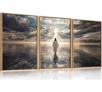 HPNIUB Jesus Canvas Wall Art Set, Jesus Walking On Water Framed Wall Decor Christian Religious Modern Serenity Prayer Art Prints Artwork for Living Room,Bedroom,Farmhouse,Prayer Room 30X40CM