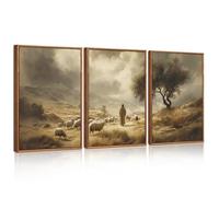 HPNIUB Jesus Lamb Lost Sheep Framed Canvas Religious Christian Savior Art 30×40cm