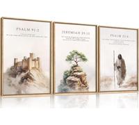 HPNIUB Large Christian Jesus Framed Canvas Wall Art,Watercolor Christ Bible Verse Wall Decor,Religious Easter Scripture Artwork,Faith Bible Story Art Print for Living Room,Church,Office 30x40cm