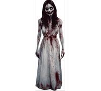 HPNIUB Large Female Ghost Wall Sticker Double Sided Scary Woman Ghosts Window Cling,Halloween Bloody Ghost Wall Decal Peel and Stick,Giant Spooky Halloween Room Decal for Living Room 100x35cm