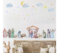 HPNIUB Nativity Wall Stickers Christian Christmas Window Cling Jesus Christ is Risen Wall Decals 40pcs Easter Nativity Scene Holy Night Stickers Xmas Faith Thanksgiving Window Clings for House Nursery