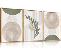 HPNIUB Sage Green Framed Canvas Prints Wall Art Set, Abstract Botanical Boho Wall Decor, Minimalist Geometric Line Leaf Canvas Artwork for Living Room, Bedroom, Dining Room, Office, Bathroom 40x60cm