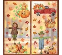 HPNIUB Scarecrow Pumpkin Autumn Gnome Window Stickers Maple Leaves Pumpkin Window Clings Removable Thanksgiving Autumn Decorations Home for Glass Wall Decals